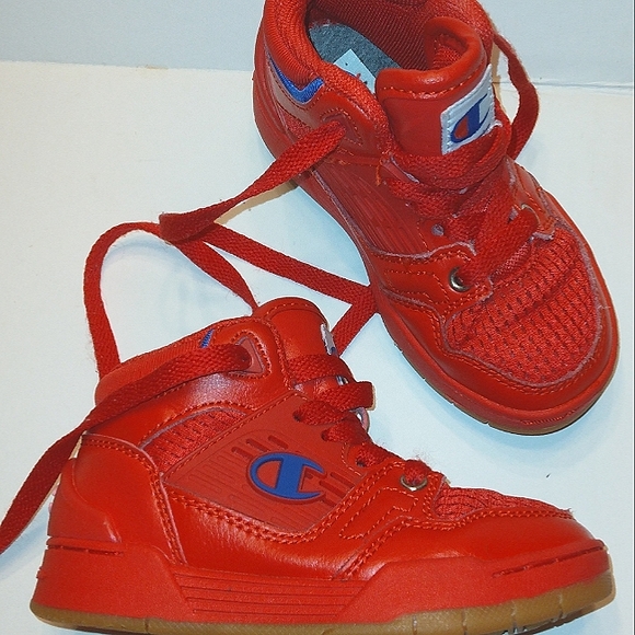 EUC Unisex Toddler CHAMPION Bright Red Sneakers - Picture 1 of 15